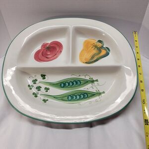 Bizzirri Divided Platter Chip Dip Vegetable Tray Serving Dish Italy 14.5x13x1.75